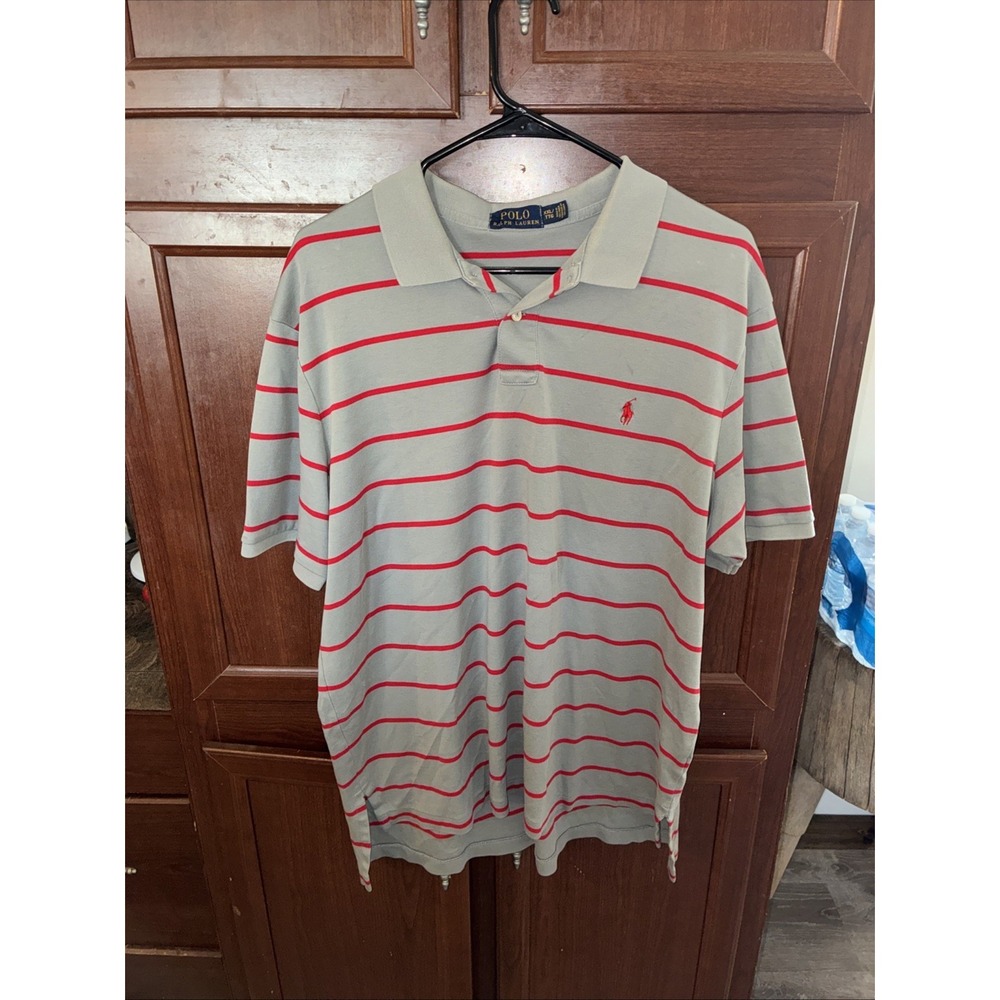 polo ralph lauren XXL shirt gray and red stripe red horse Golf